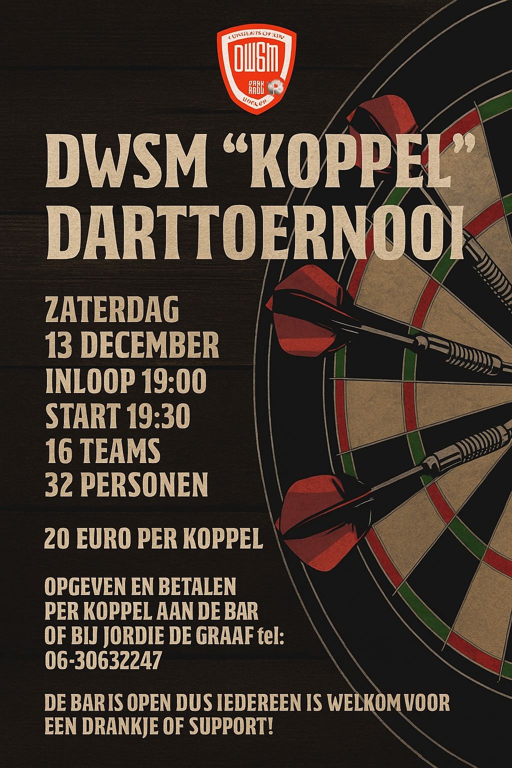 DWSM Darttoernooi - zat. 13 december 2025
